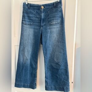 Anthropologie Maeve Blue Denim The Colette High Rise Cropped Wide-Leg Jeans W32